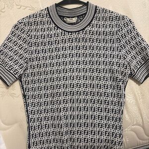 Fendi Monogram Knit Top in Black and White